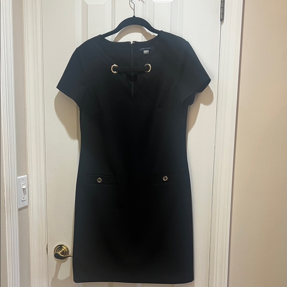 Tommy Hilfiger Black Mini Dress with Gold Accents